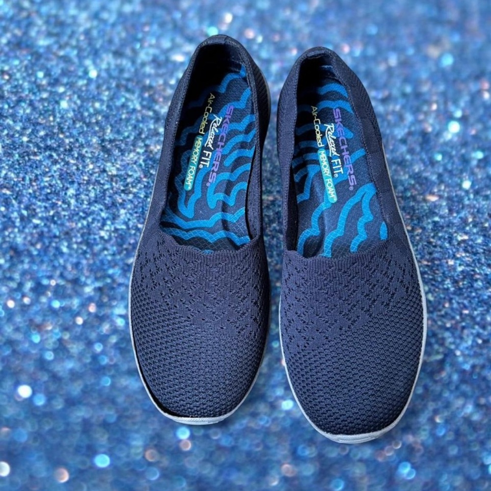 Skechers Dark Blue Knit Slip-Ons